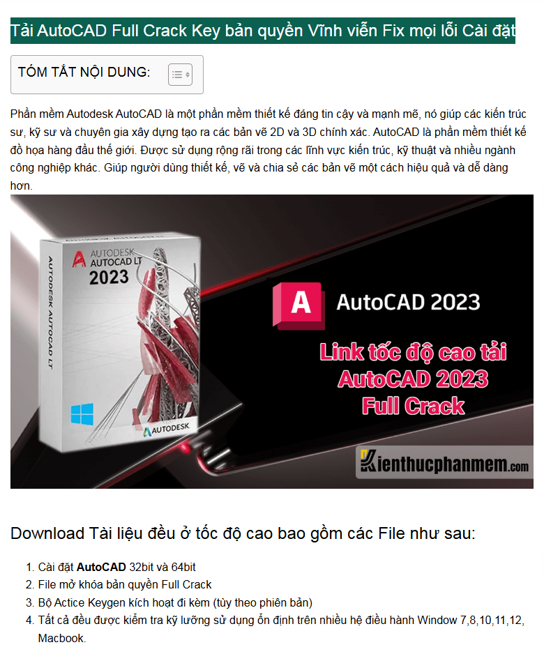 Download AutoCAD Full Crack Key Bản Quyền Vĩnh Viễn Ổn Định