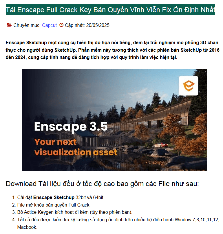 Download Enscape Sketchup Hướng Dẫn Cài Đặt Chi Tiết